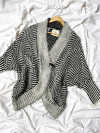 Sweter kardigan czarno biały S/M