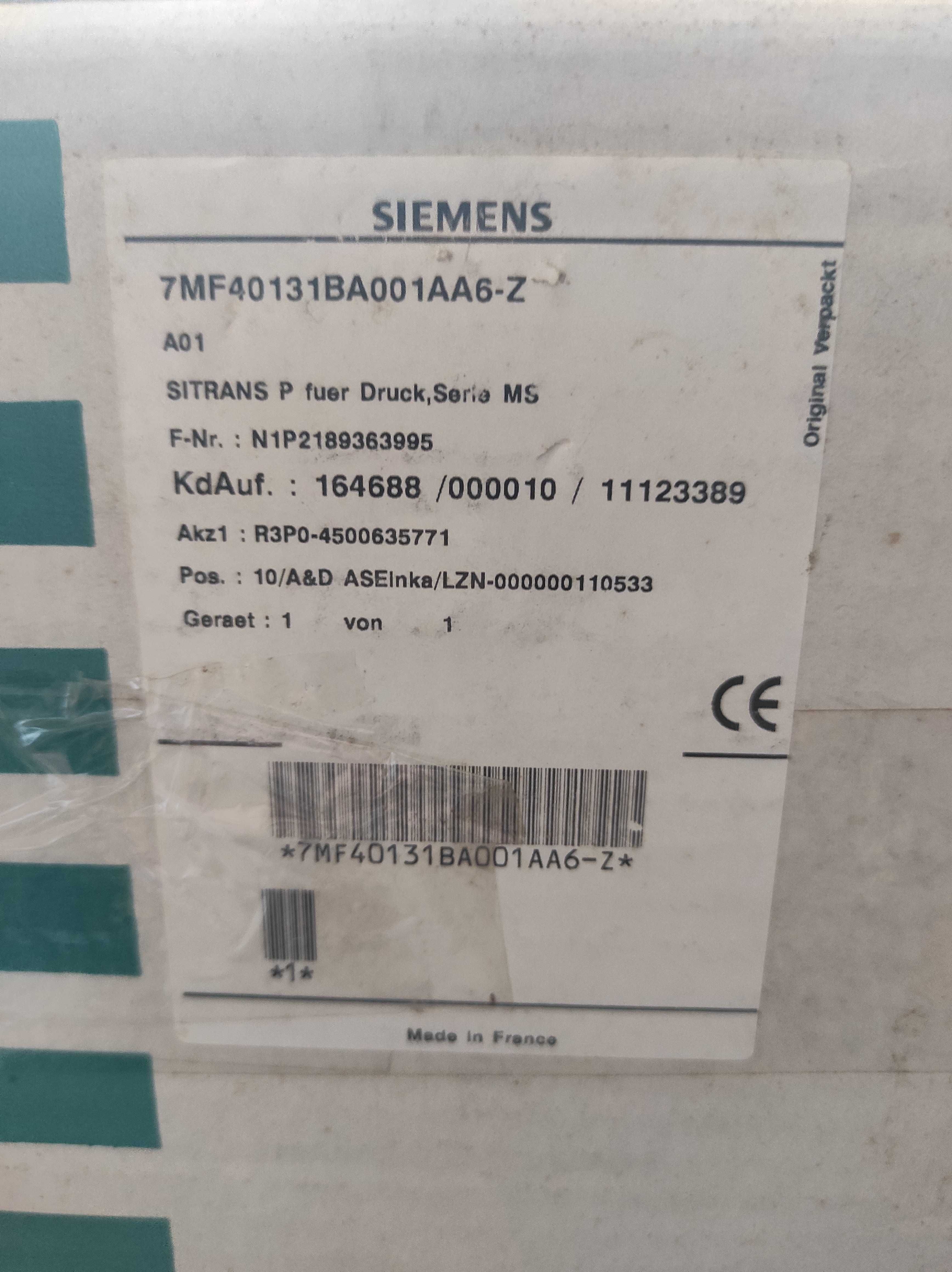 Перетворювач датчик тиску Siemens Sitrans P 7MF4013-1BA00-1AA6-Z