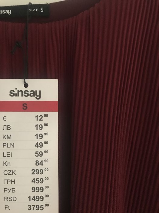 Sukienka sinsay S nowa burgund