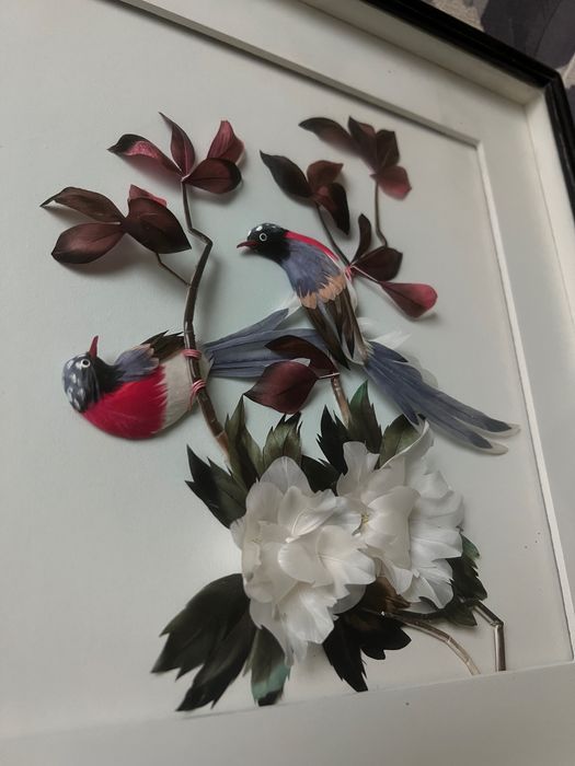 Картина из натуральных перьев винтаж