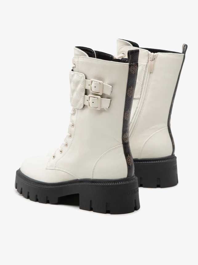 Guess Oryginalne buty botki Trapery wysokie FL7SER LEA10 Białe Modne