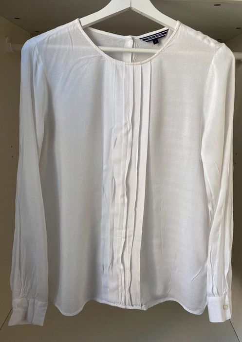 Tommy Hilfiger koszula damska biała w plisowana rozpinana na plecach