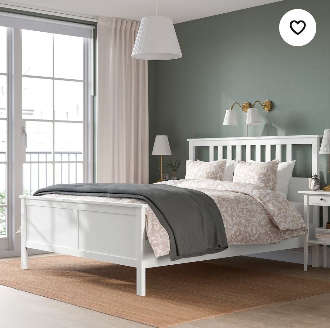 Łóżko białe Ikea hemnes drewniane 140x200 stelaże materac stan super