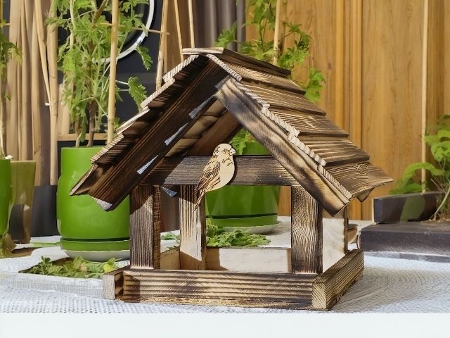 Karmnik dla ptaków budka XXL duży mocny drewniany do ogrodu