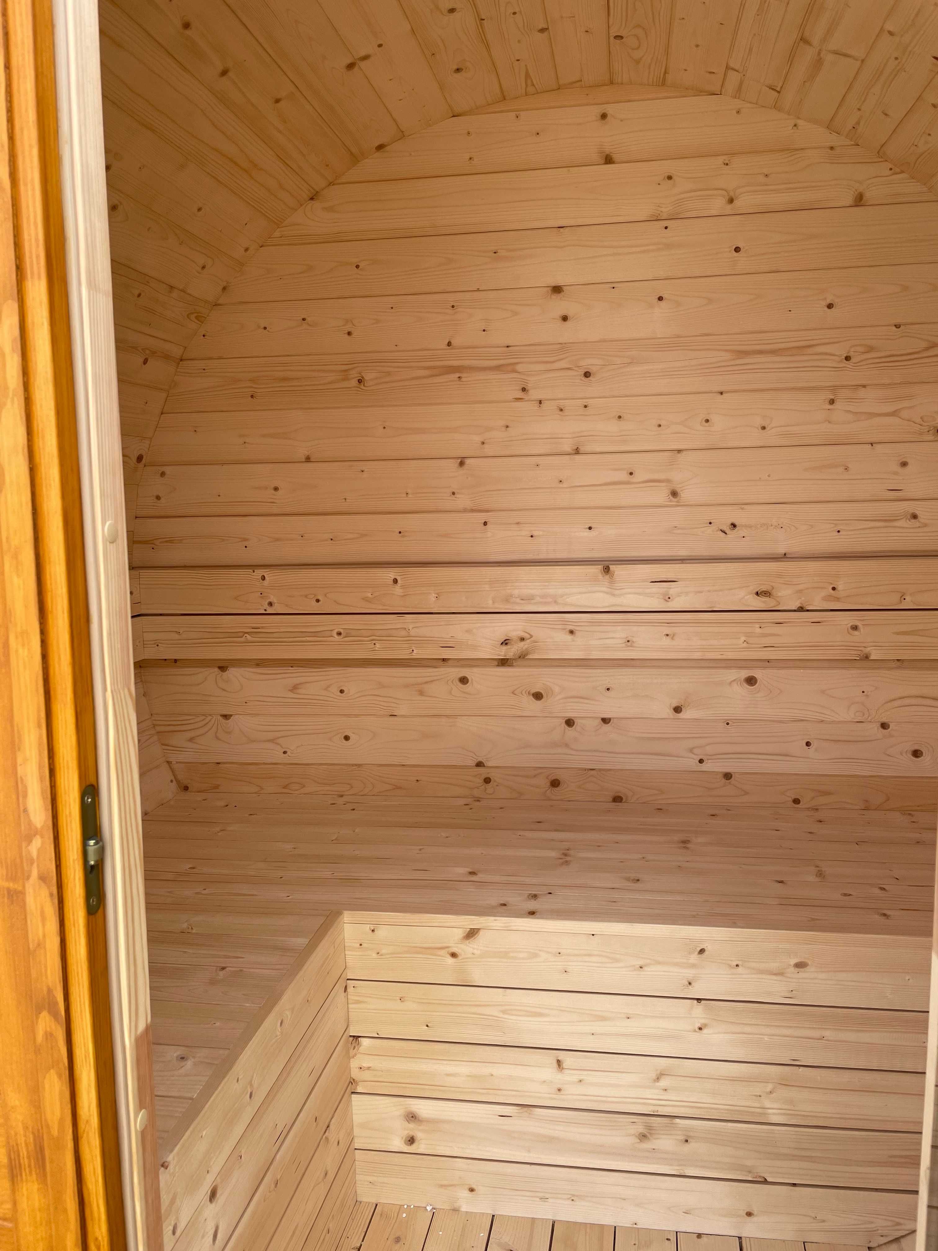 Sauna drewniana ogrodowa, garden spa, okrągła