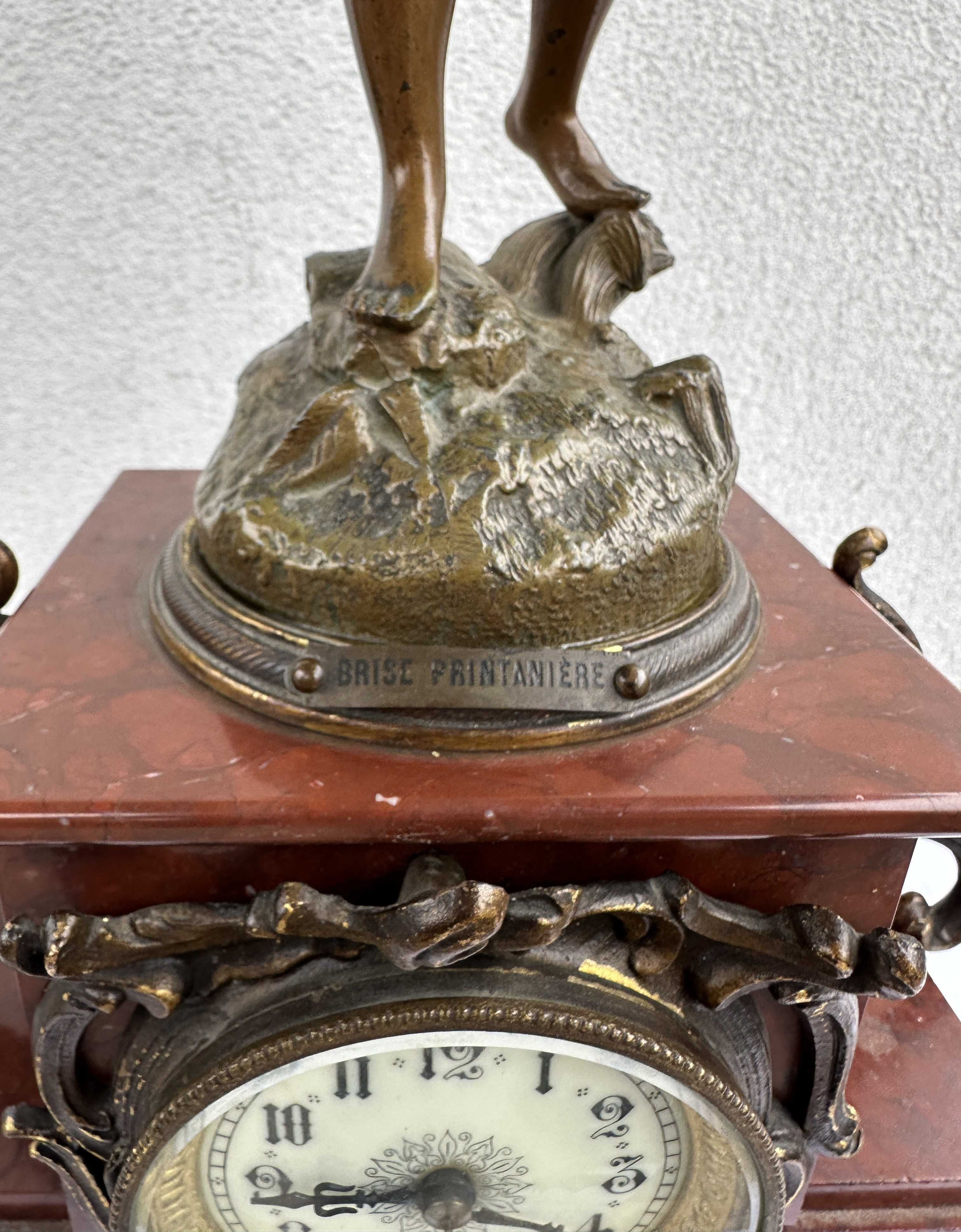 Zegar kominkowy figularny sygnowany J.C. Ruchot XIX w. do naprawy