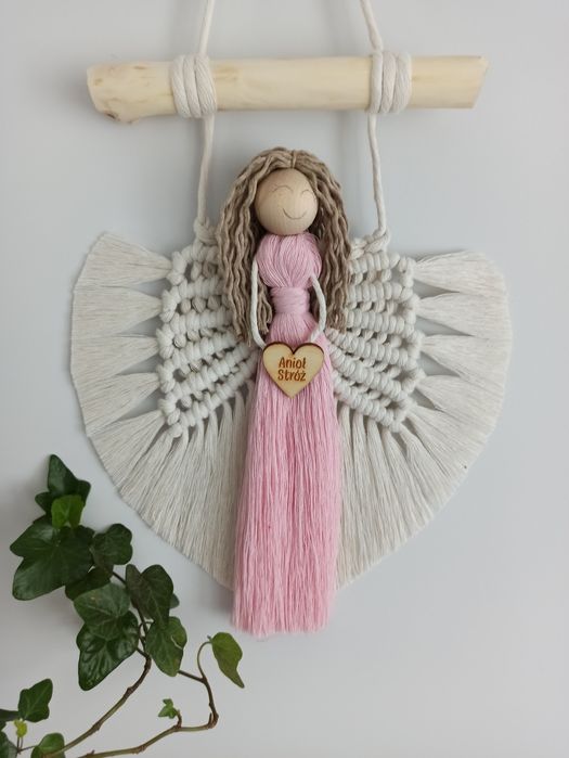 Anioł stróż makrama pamiątka chrzest komunia dzień matki