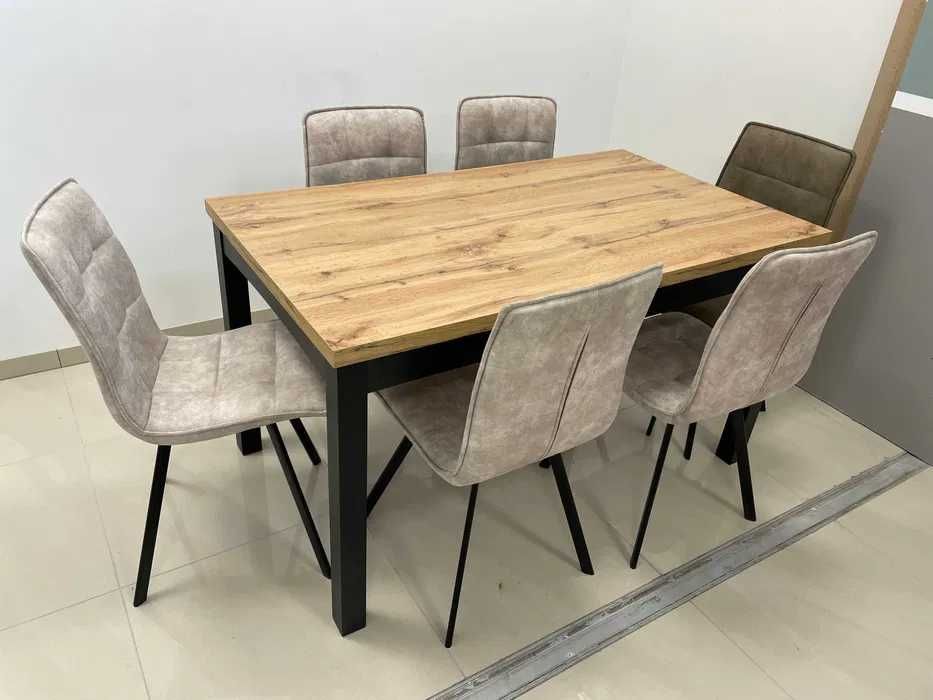 (43) Stół loft rozkładany + 6 krzeseł, okazja 1680 zł