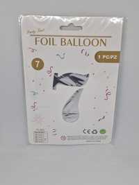 Balon foliowy Cyfra, srebrny, duży balon 7