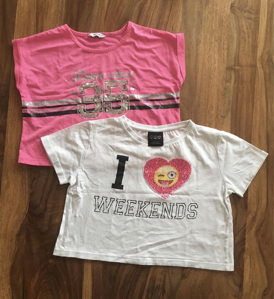 Zestaw koszulek t-shirt krótkich rozm 122/128 134/140