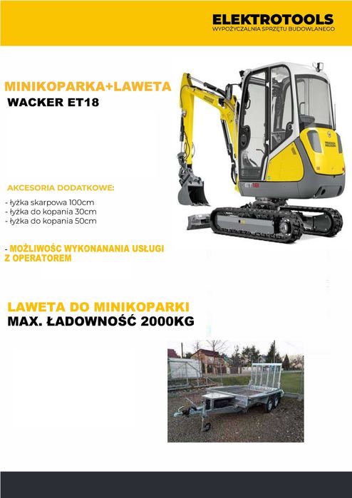 Usługi minikoparką wynajem wypożyczenie, chwytak, zagęszczarka