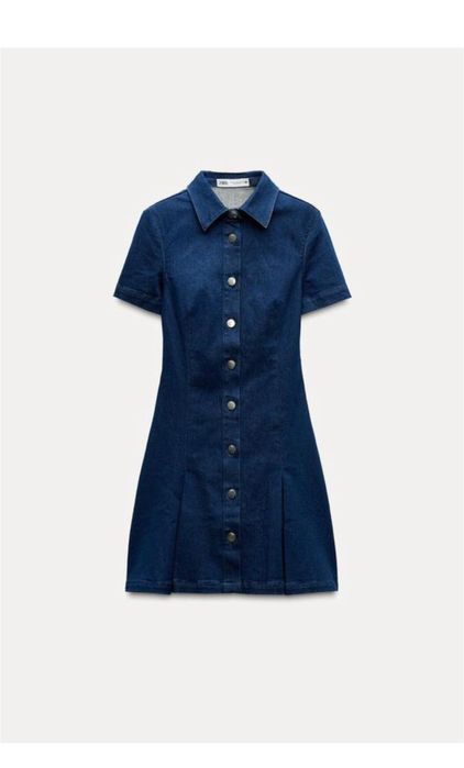 Сукня zara джинсова міні трапеція з комірцем