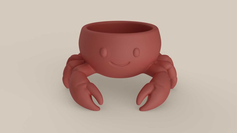 Vaso/Suporte Caranguejo Fofo 3D | Decoração Marinha Original