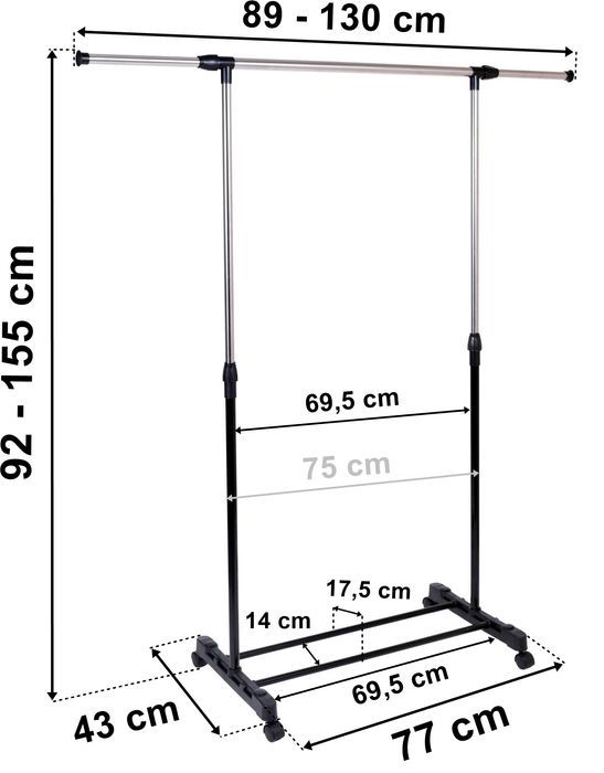 Wieszak stojący na kółkach LUKI - pojedynczy