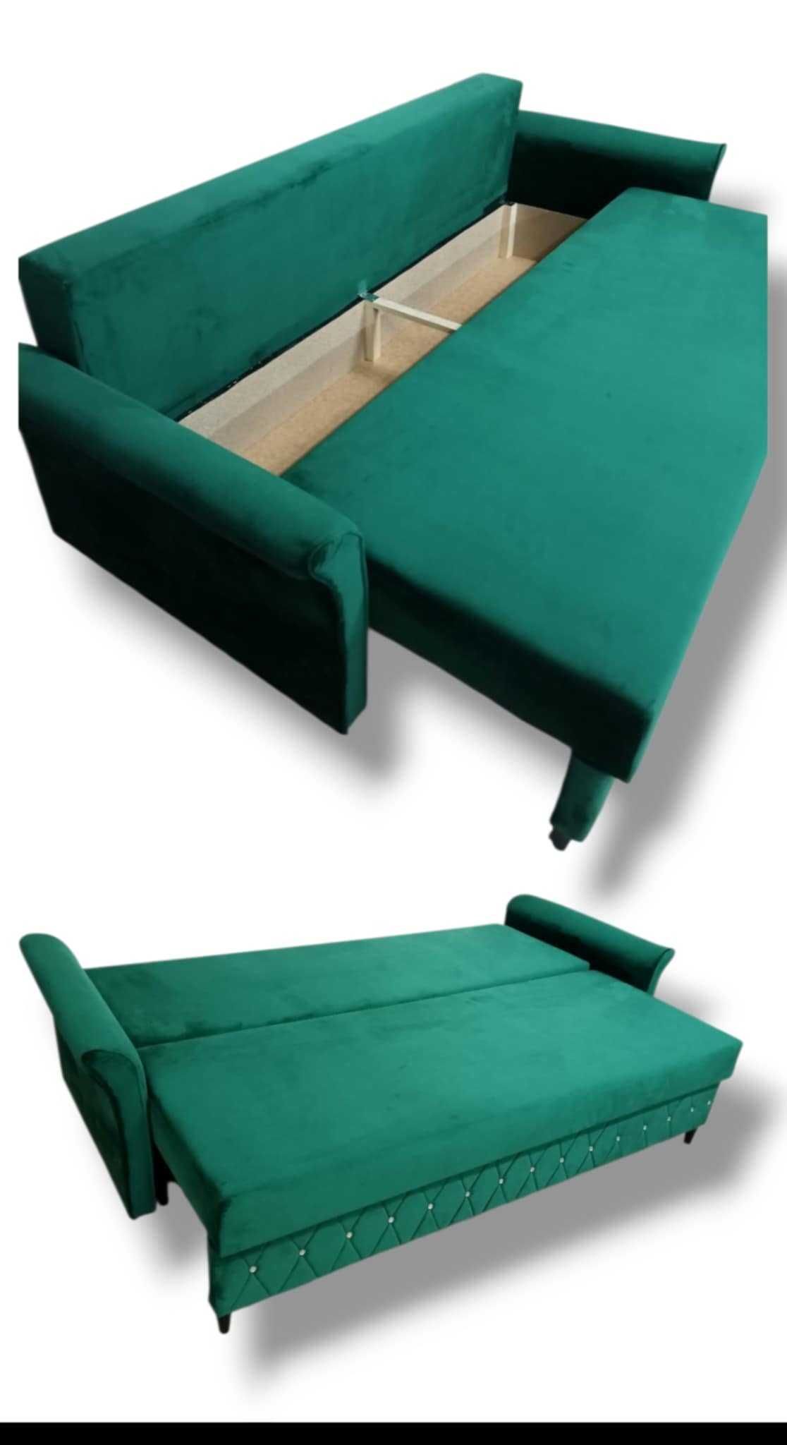 Kanapa Glamour Sofa pojemnik Funkcja spania Kryształ otwierana