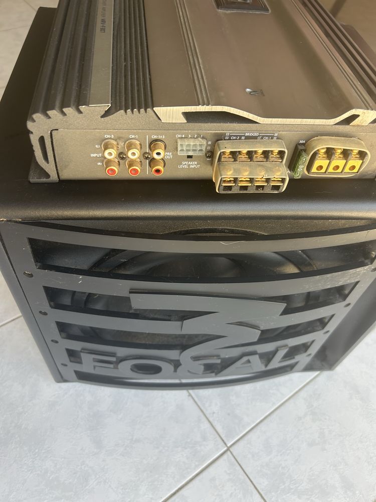 Amplificador Alpine mais Subwoofer Focal