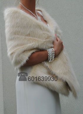 PIĘKNY szykowny SZAL FUTRZANY _ bolerko narzutka etola ślub wesele