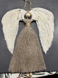 Beżowy anioł makrama sznurek 25 cm nowy  na choinkę