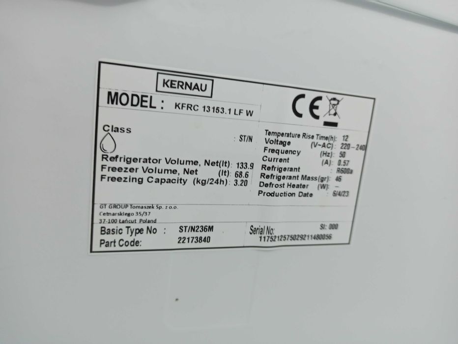 Lodówka Kernau KFRC 13153.1LF W LessFrost 202l - STAN BARDZO DOBRY