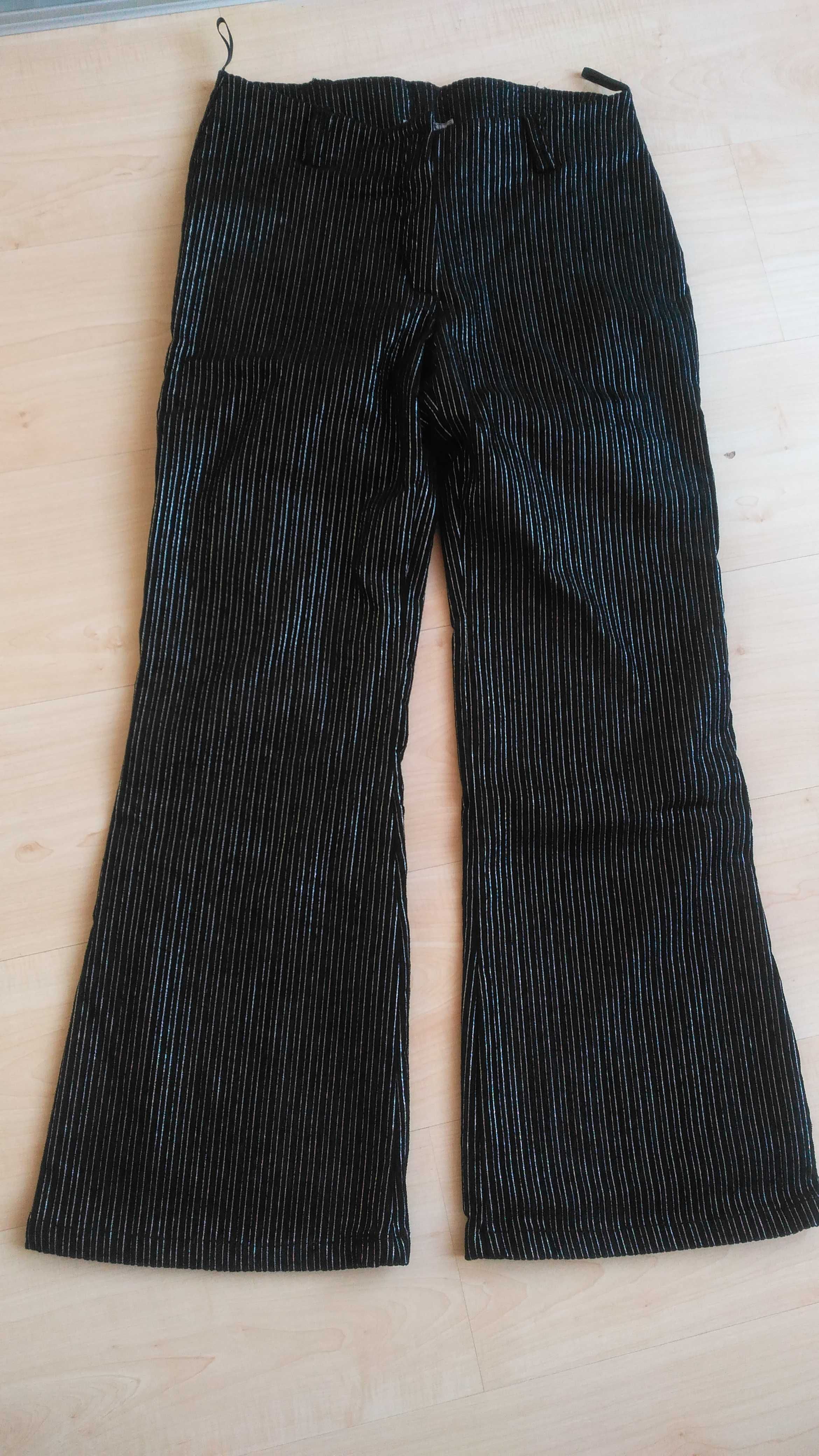 eleganckie spodnie czarno - srebrne rozmiar 40