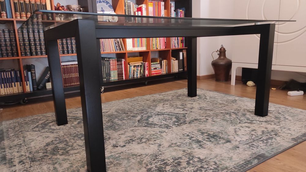 Mesa de jantar em vidro 183x107 cm