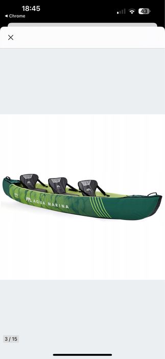 KAJAK DMUCHANY AQUA MARINA RIPPLE 370 - 3 osobowy, zestaw kompletny
