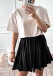 Bezowy t-shirt poduszki na ramionach me gusta top bluzka basic bawelna