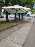 Parasol ogrodowy drewniany kwadrat, kopuła 2,5m kolor mleczny Toronto