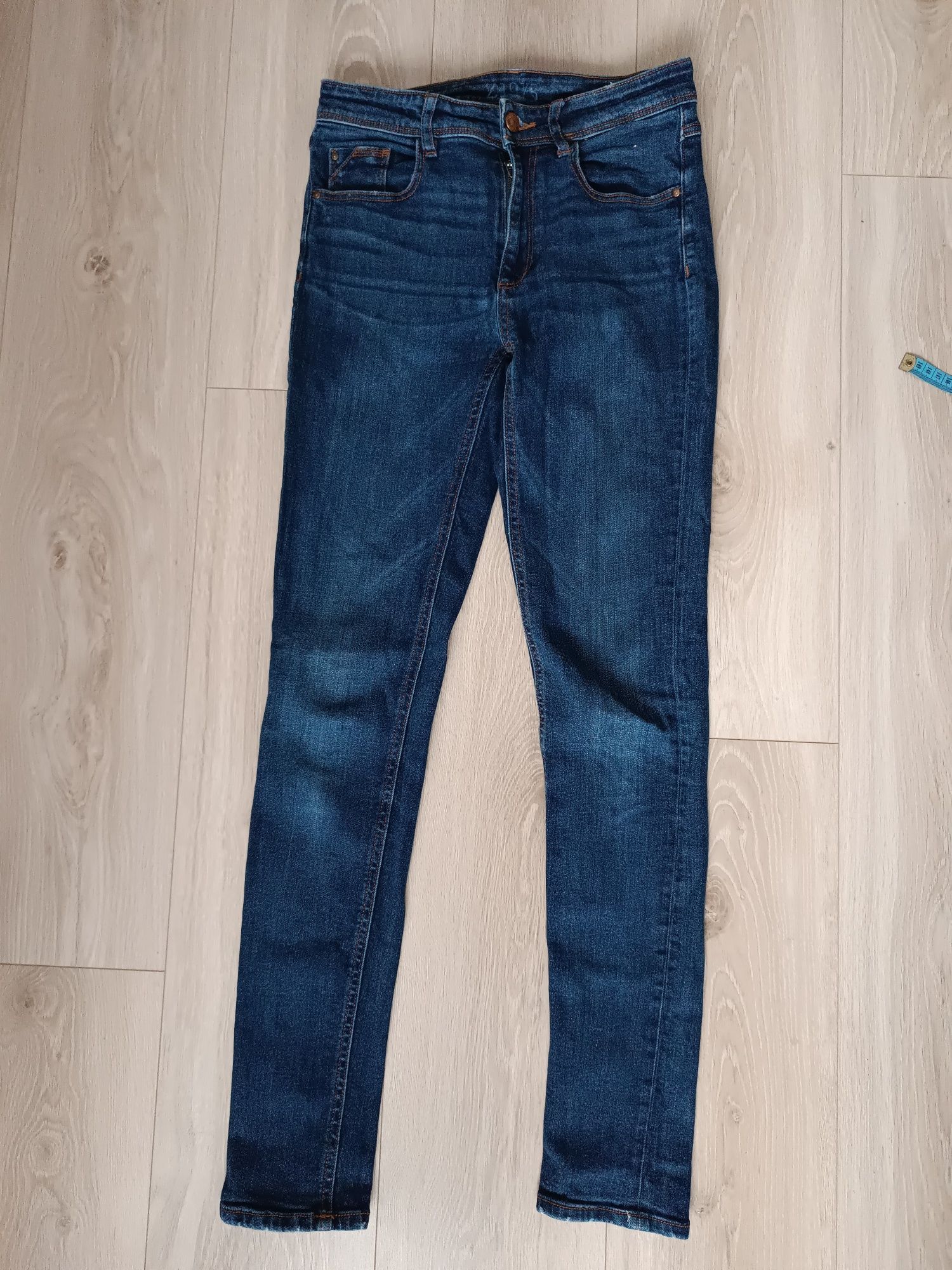 Zara denim granatowe spodnie damskie jeansy 36 S Z1975 rurki długa nog