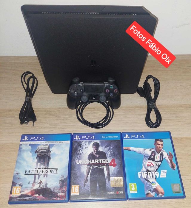 Ps4 Slim de 1 TB + 1 Comando Original + 3 Jogos Incluídos