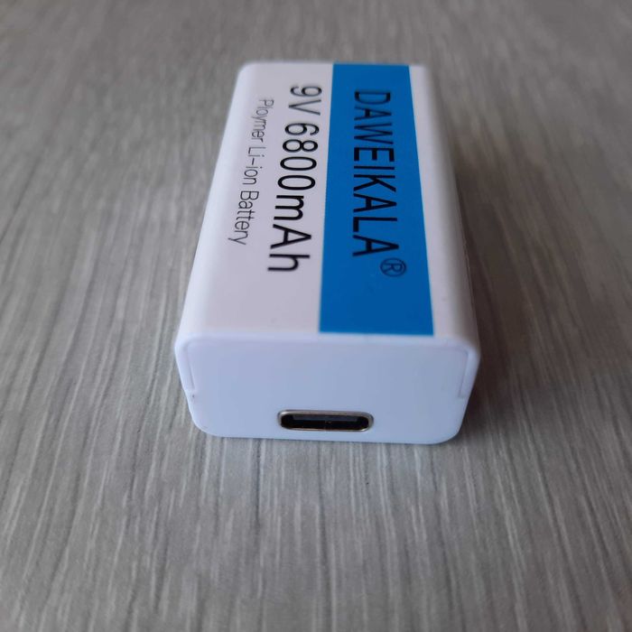 Pilha 9V 6800 mAh Lithium Recarregável USB-C