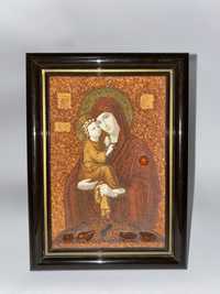 Икона «Почаевская Богородица» из янтарной крошки
