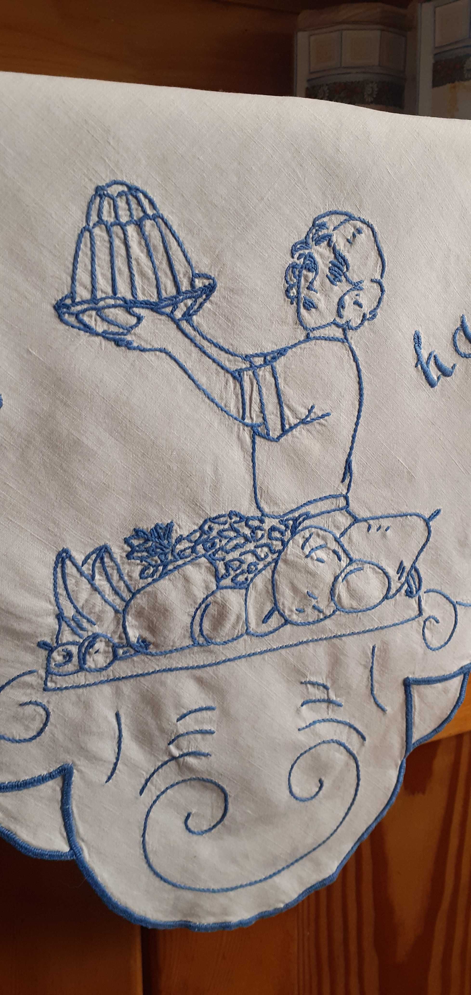 Makatka  serweta kuchenna haftowana stara retro