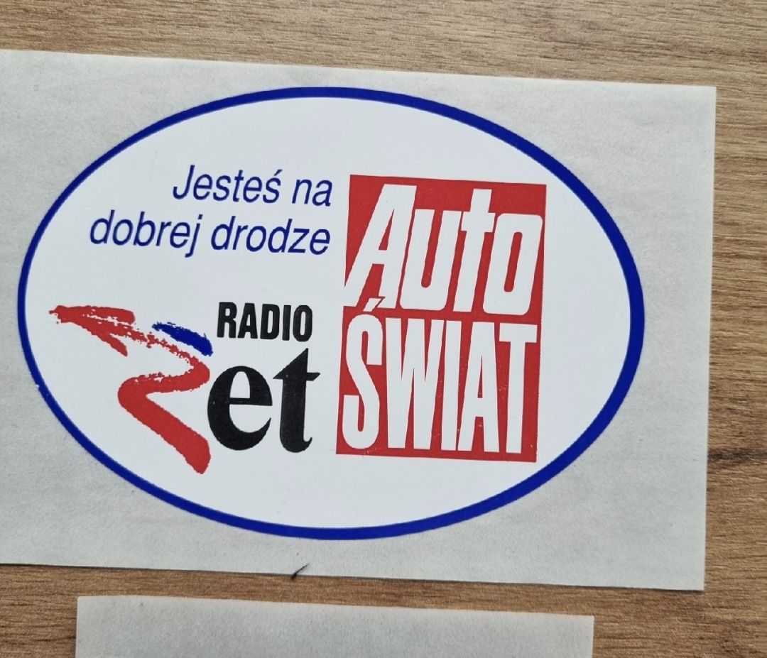 Naklejka stare lata 90 Auto Świat samochodowe Radio Zet retro