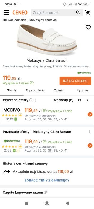 Mokasyny damskie Clara Barson rozm 38