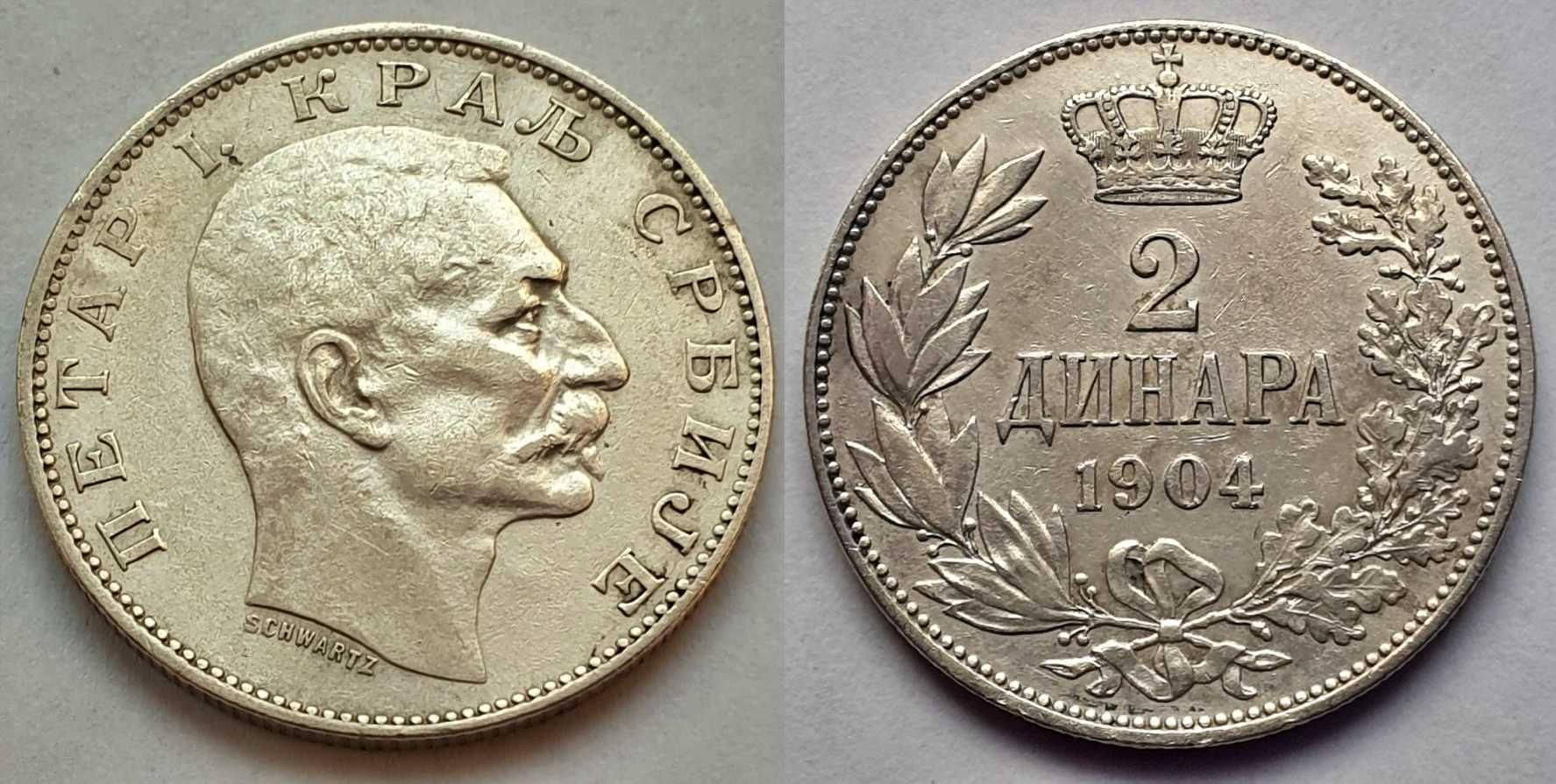 Serbia 2 dinara 1904