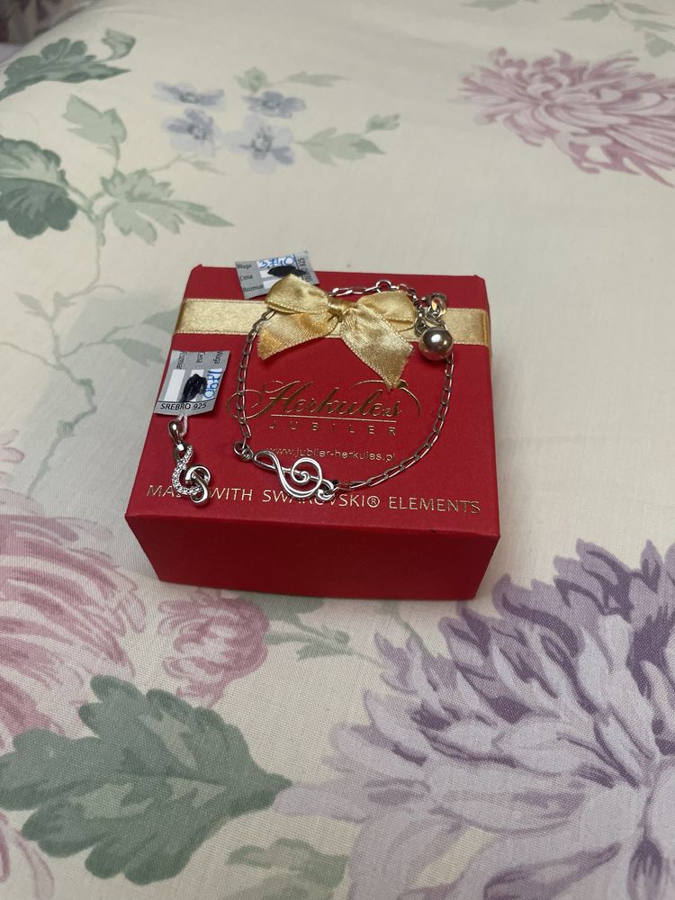 Zestaw bransoletka zawieszka srebrna Swarovski srebro biżuteria