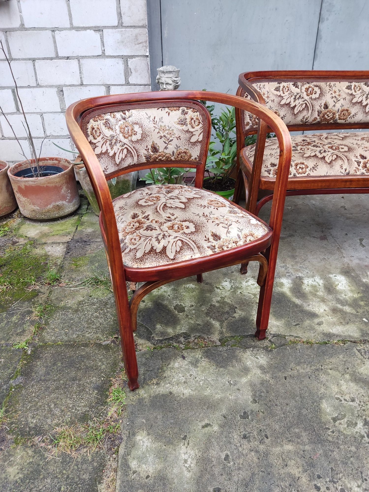 Sofa i dwa fotele proj G.Siegel dla J&J Kohn vintage retro