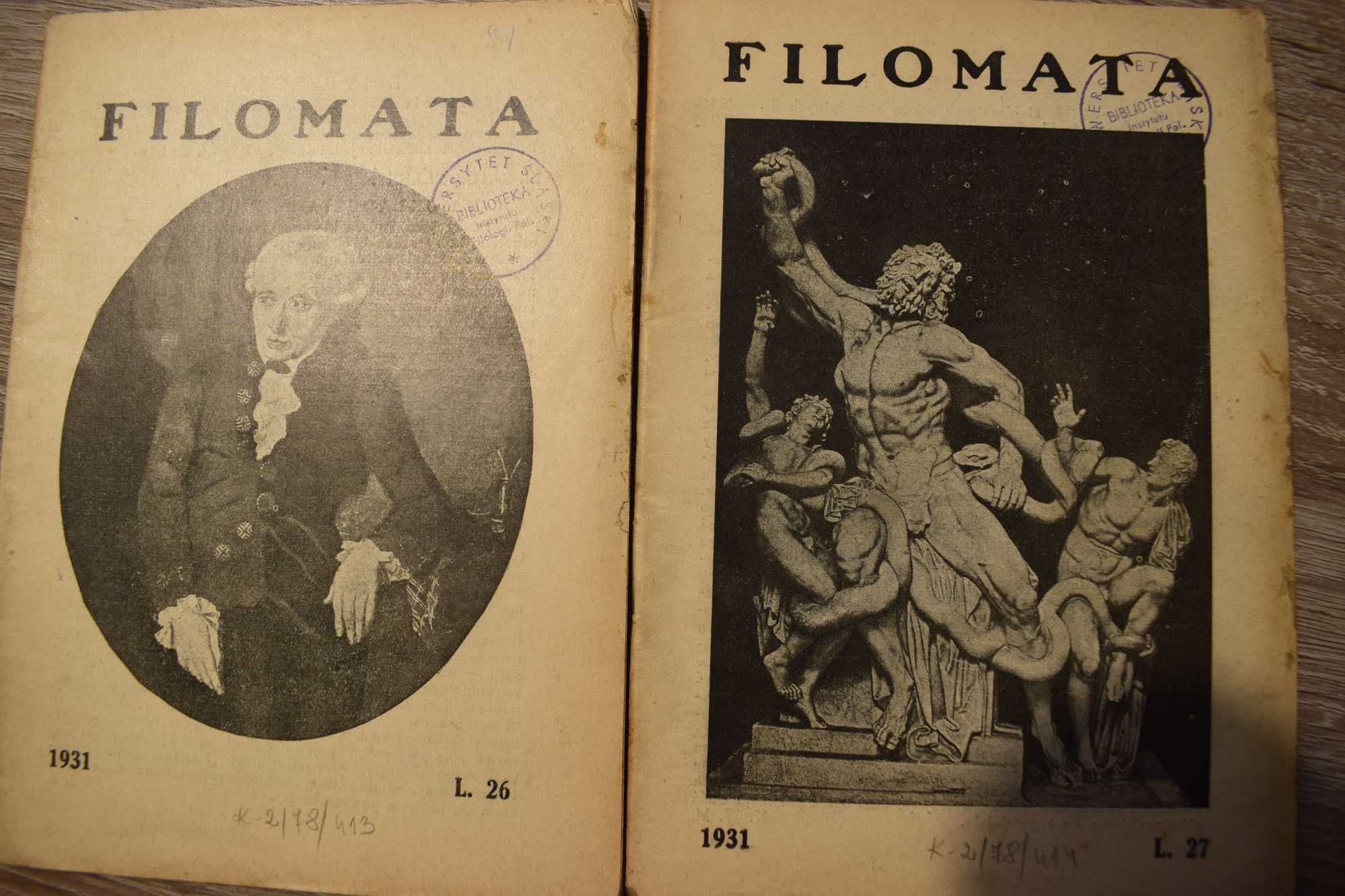 Filomata - przedwojenne roczniki  z  1931 , 15 egzemplarzy .