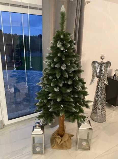 * Choinka PREMIUM sztuczna na pniu 180 cm srebrna, diamentowa *