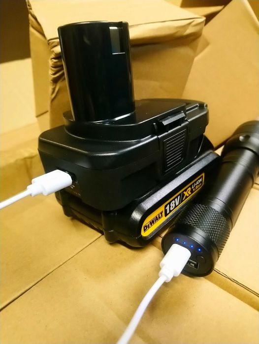 Adapter przejściówka Ryobi Milwaukee Dewalt + USB, wysyłka z PL