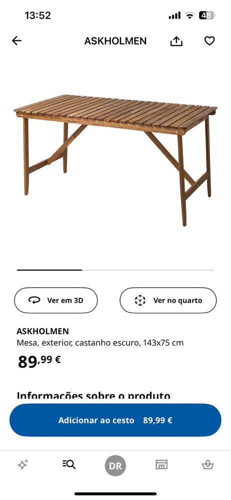 Mesa jardim em madeira