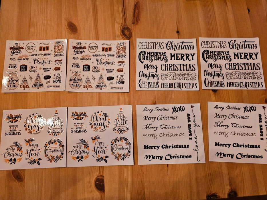 naklejki Złote choinki Bałwanki świąteczne wesołych świat na prezenty