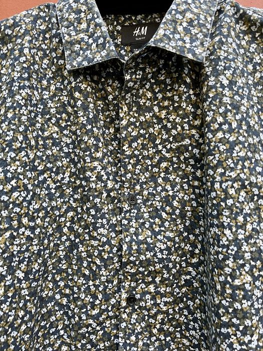 H&M koszula męska slim fit wzór print w kwiatki