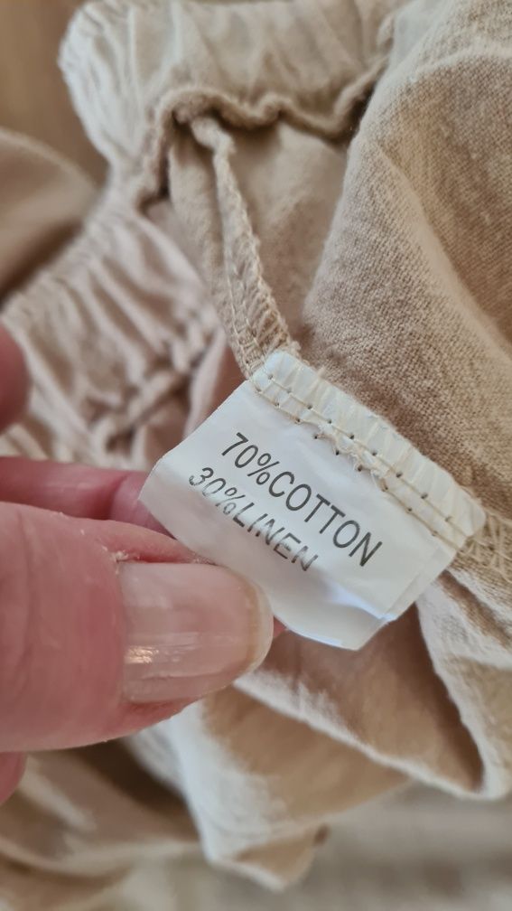 Spodnie 30% Len Lniane i 70% Bawełna. Beżowe. Rozmiar XL 42
