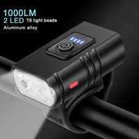 Oświetlenie rowerowe USB 1000lm 2 led