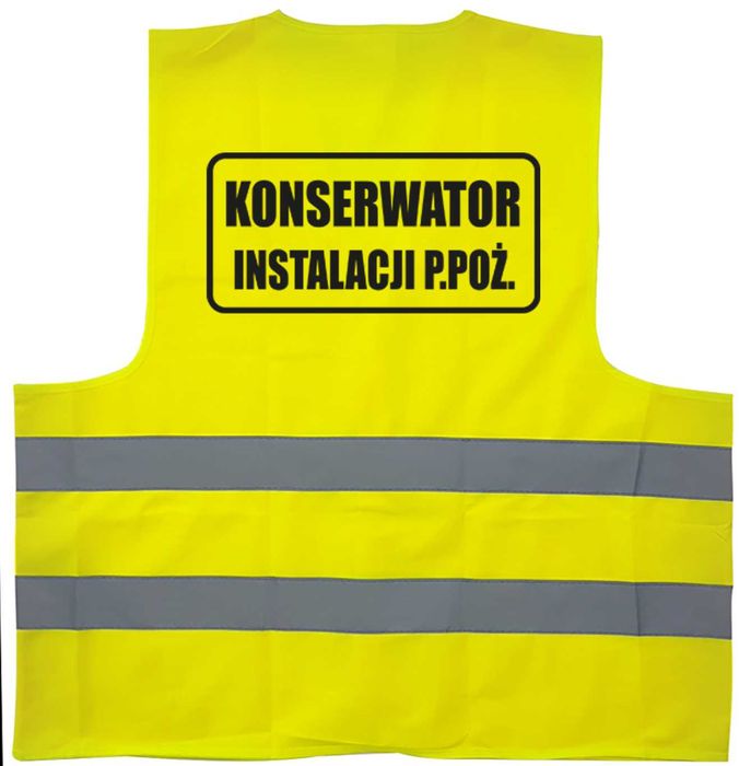 kamizelka odblaskowa z nadrukiem konserwator instalacji p.poż