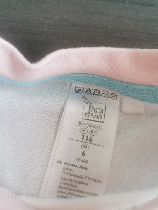 Ciepłe piżamy dla dziewczynki rozmiar 116