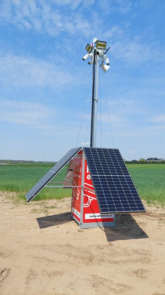 Mobilna wieża monitoring budowy kamery safetower budowa ochrona