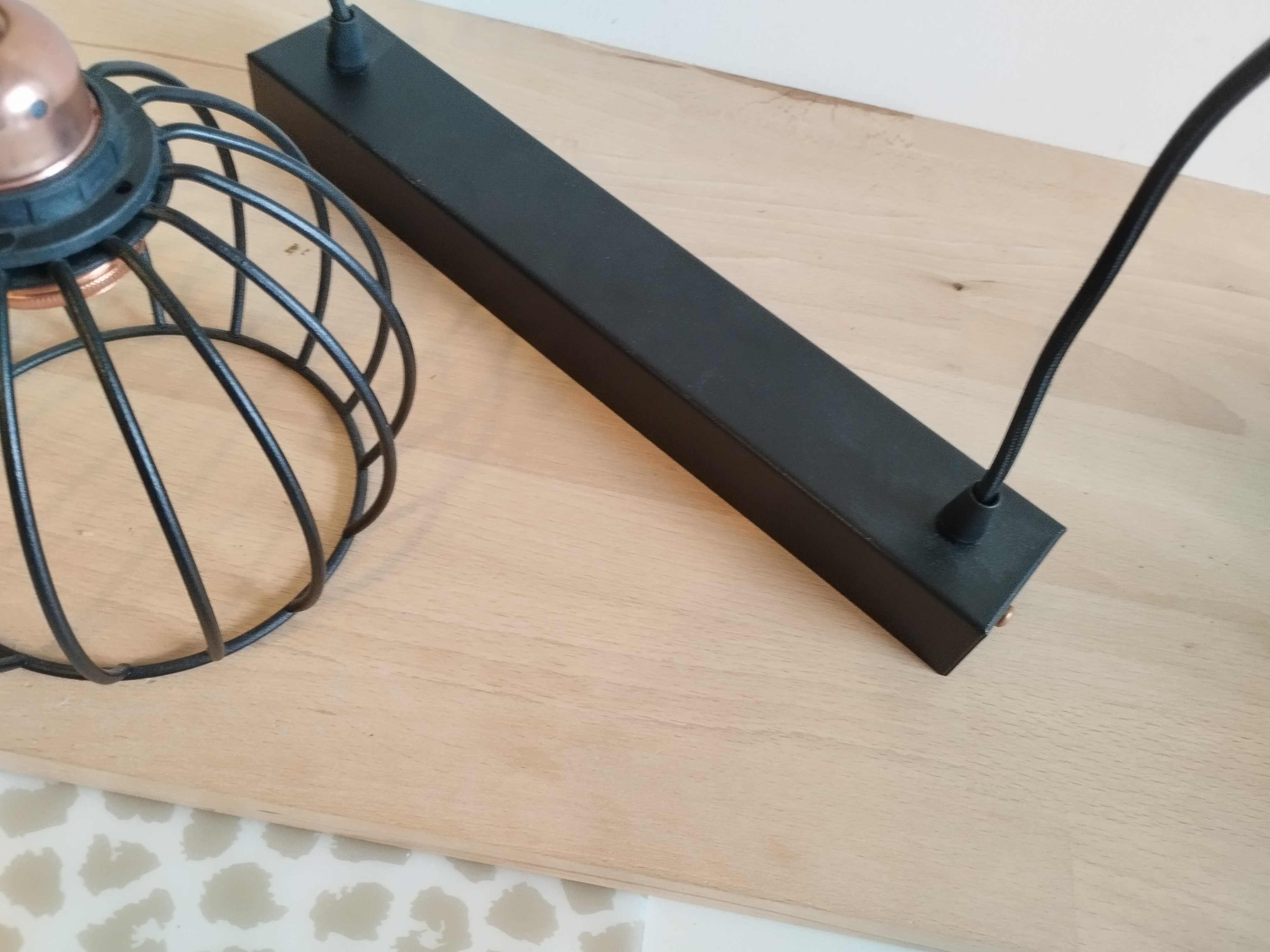 Lampa sufitowa wisząca loft metal czarny-miedź na 2 żarówki
